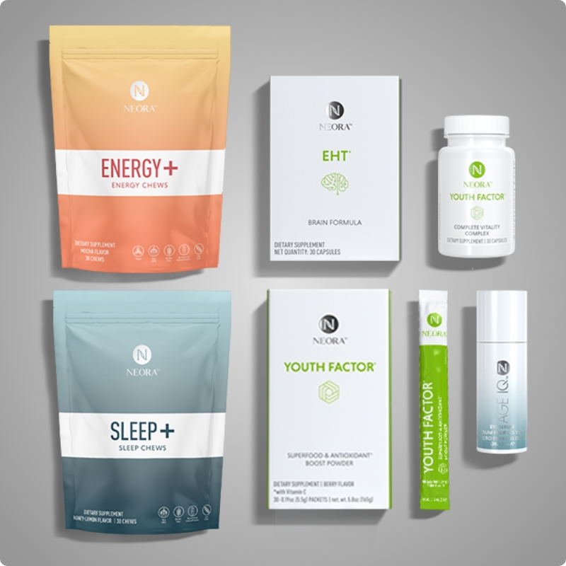 Save 20% plus get a Free Age IQ Eye Serum and Free Shipping with Holistic Wellness Set which includes Energy+ Wellness Chews, Sleep+ Wellness Chews, EHT Brain Formula, Youth Factor Complete Vitality Complex, Youth Factor Superfood and Antioxidant Boost Powder, FREE Age IQ Eye Serum